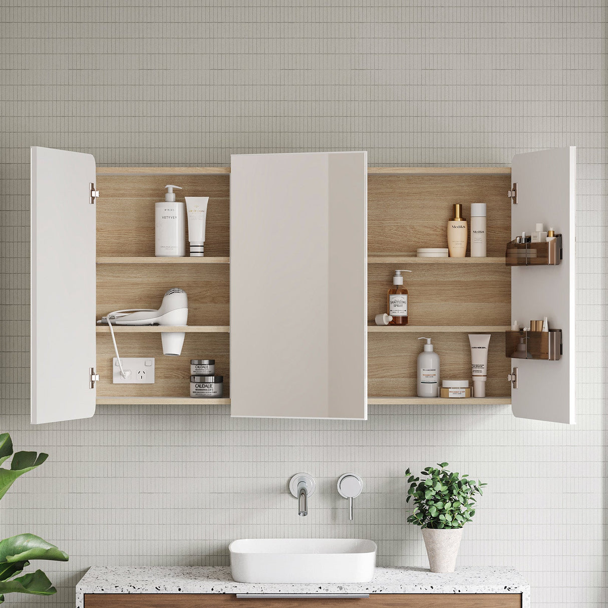 Sutherland House Collection Mirror Cabinet 1200mm x 720mm high Three Door Gold Collection (SHC-SC-1200-3-G)