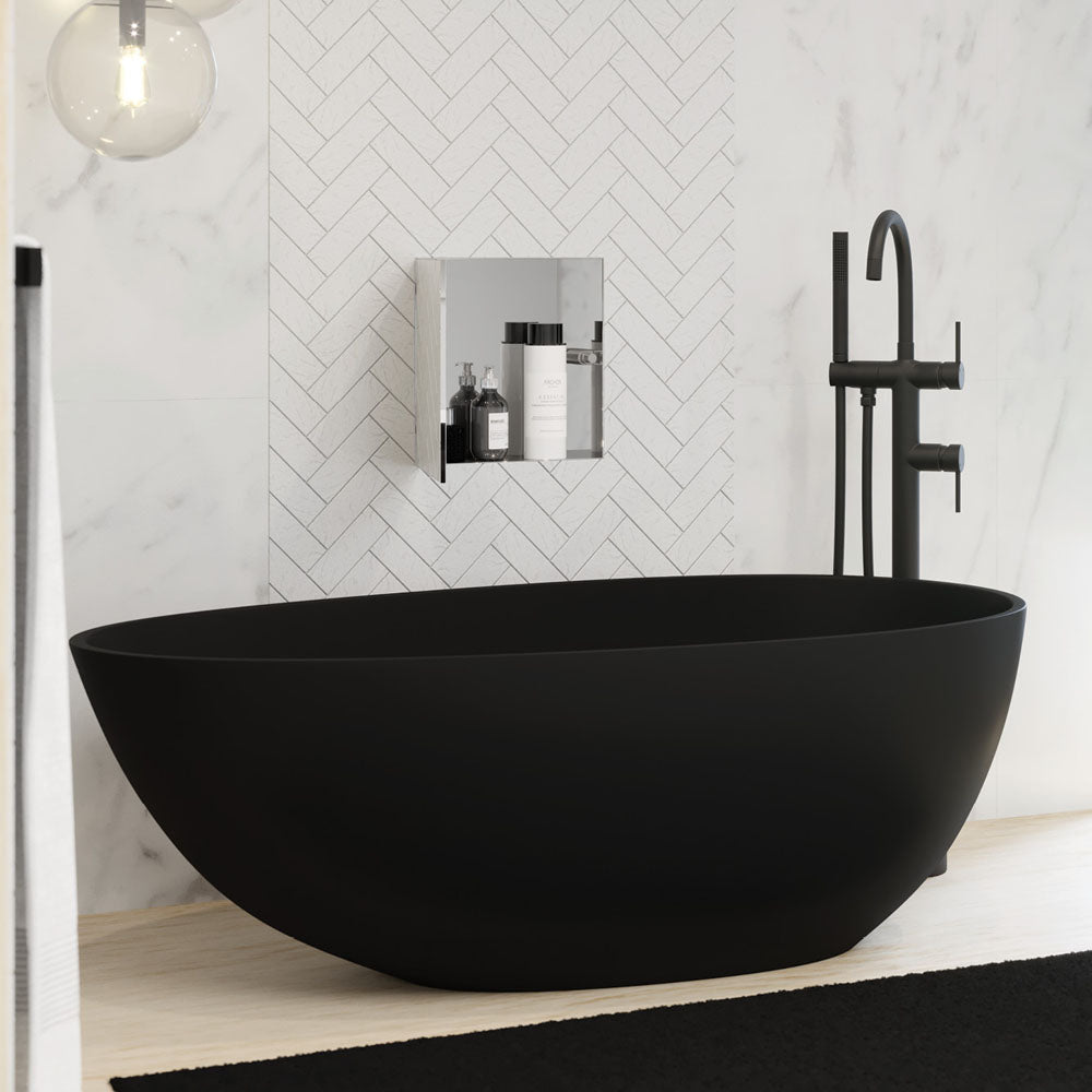 Bahama Solid Surface Bath, Matt Black, 1700mm