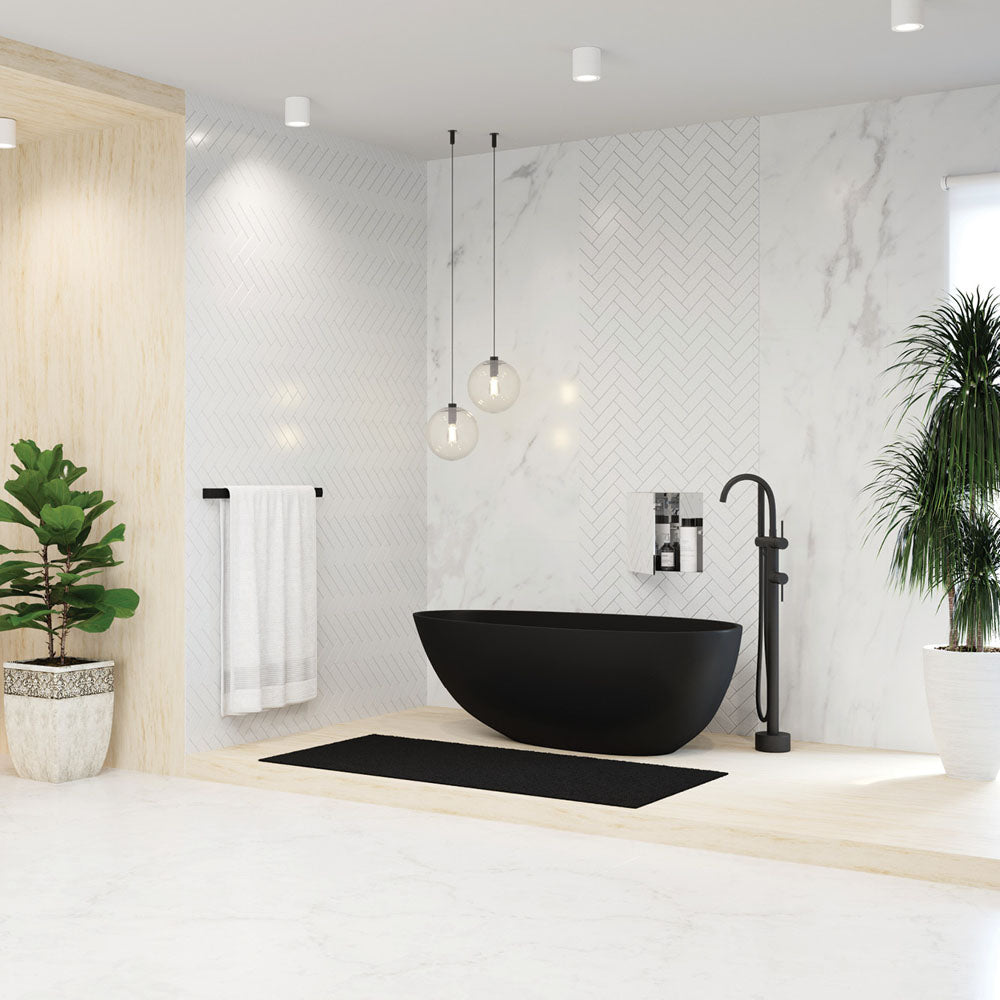Bahama Solid Surface Bath, Matt Black, 1700mm