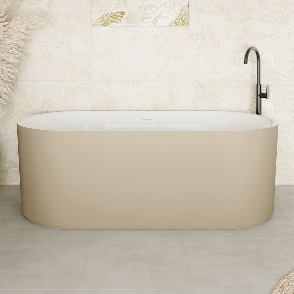 Empire Slim Freestanding Solid Surface Bath, 1700mm, Matt Khaki