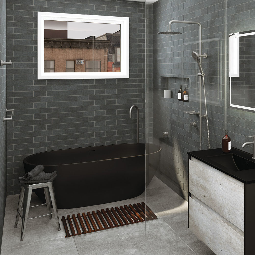 Luciana Solid Surface Bath, Matt Black, 1690mm