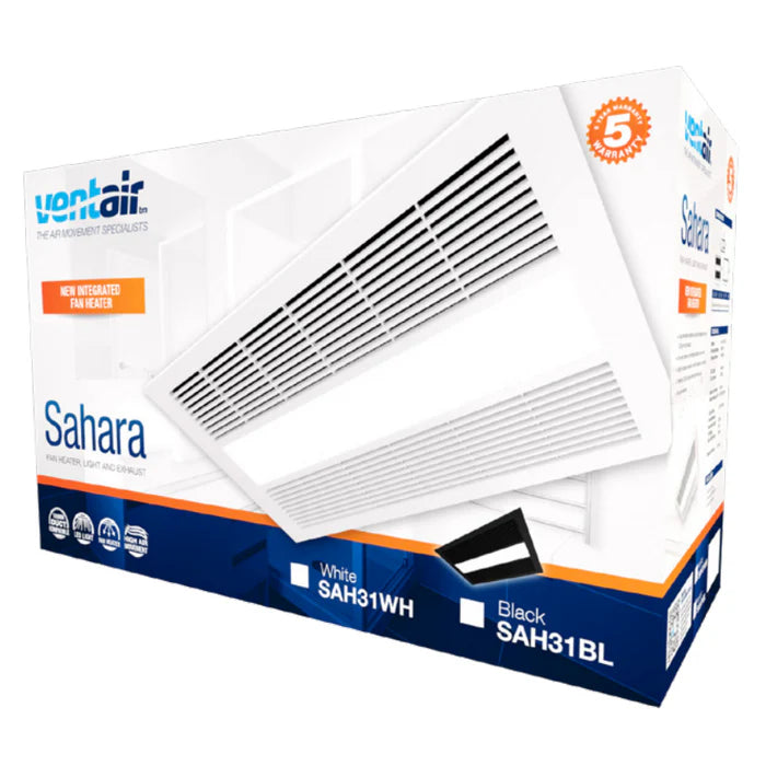 Sahara 4 in 1 Bathroom Heater, Exhaust, Fan and Light (Black)