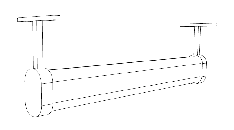 Modular Laundry Black Hanging Rail, Including Brackets, Per lineal metre