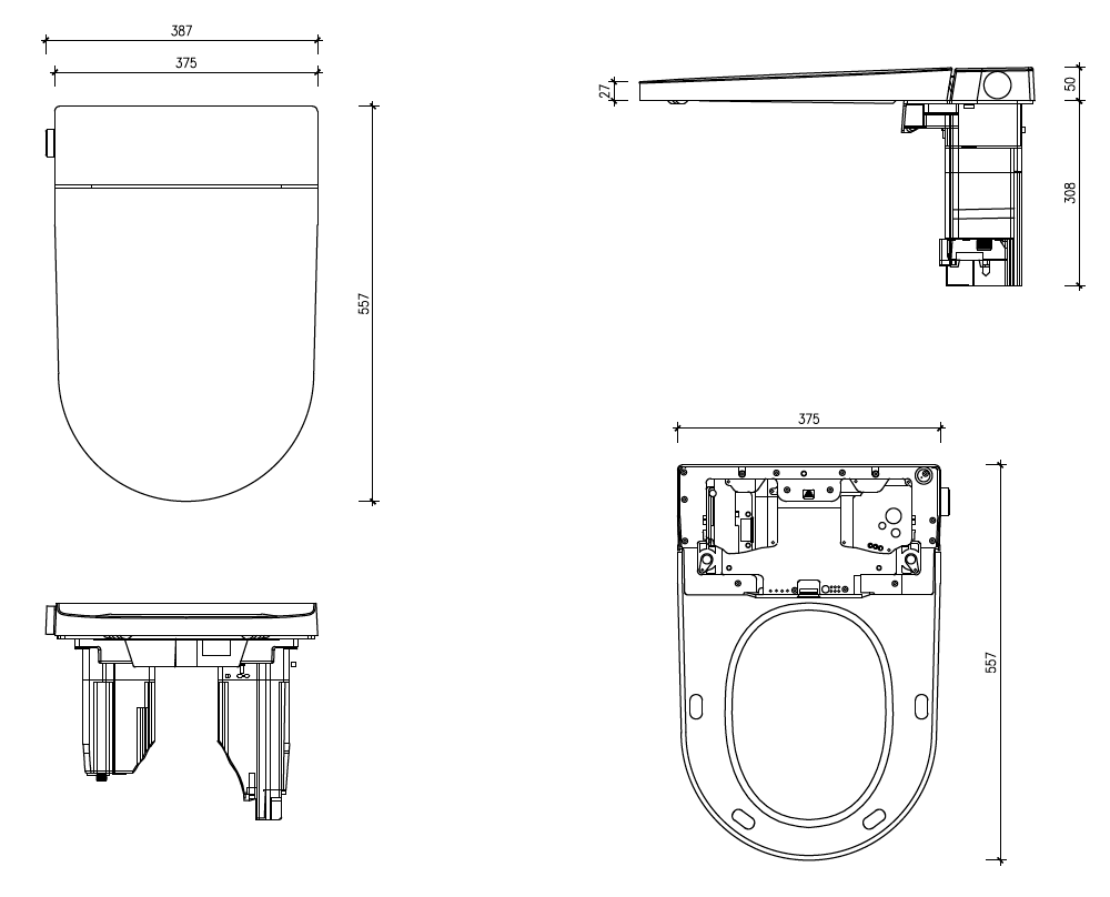Zumi Zero Rimless Whirlpool Flushing Smart Bidet Toilet Suite