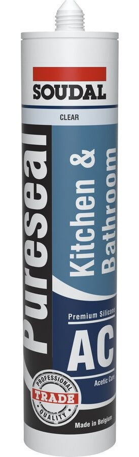 Pureseal Bathroom & Kitchen Acetic Cure Premium Clear Silicone 300ml