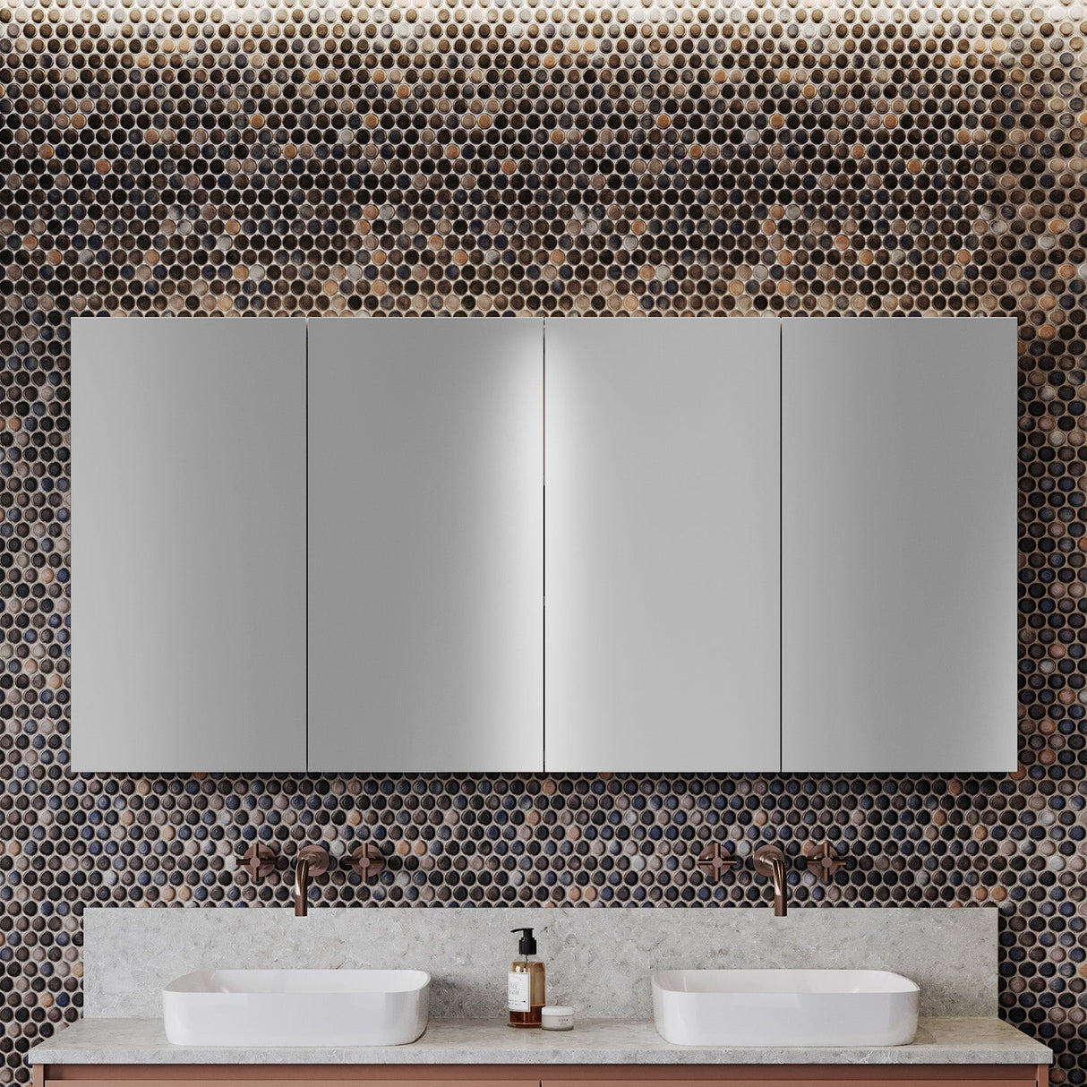 Tennessee Mirror Cabinet 1500mm Four Door Gold Collection (TEN-SC-1500-4-G)