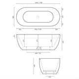 Valentina 1500 Oval Freestanding Bath - Gloss White