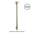 Thermorail Straight/Round 240Volt Vertical Bar 900x142x100mm 20Watt With Optional Hook - Brushed Brass