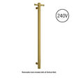 Thermorail Straight/Round 240Volt Vertical Bar 900x142x100mm 20Watt With Optional Hook - Brushed Gold