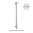 Thermorail Straight/Round 240Volt Vertical Bar 900x142x100mm 20Watt With Optional Hook - Brushed Nickel