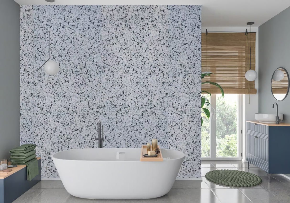 Blue Terrazzo Wet Wall Panel - 2400mm (h) x 1000mm (w) x 10mm (d)
