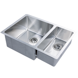 Double Rectangle Bowl Stainless Steel Kitchen Sink Round Waste PKSS-660DR