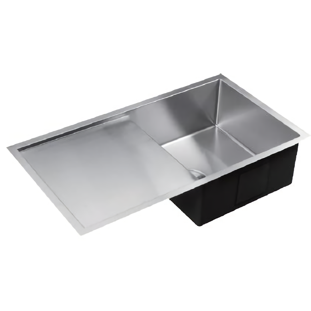 Single Rectangle Bowl and Drainer Stainless Steel Kitchen Sink Round Waste PKSS-810DR