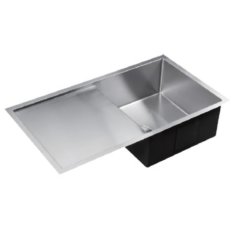 Single Rectangle Bowl and Drainer Stainless Steel Kitchen Sink Round Waste PKSS-810DR