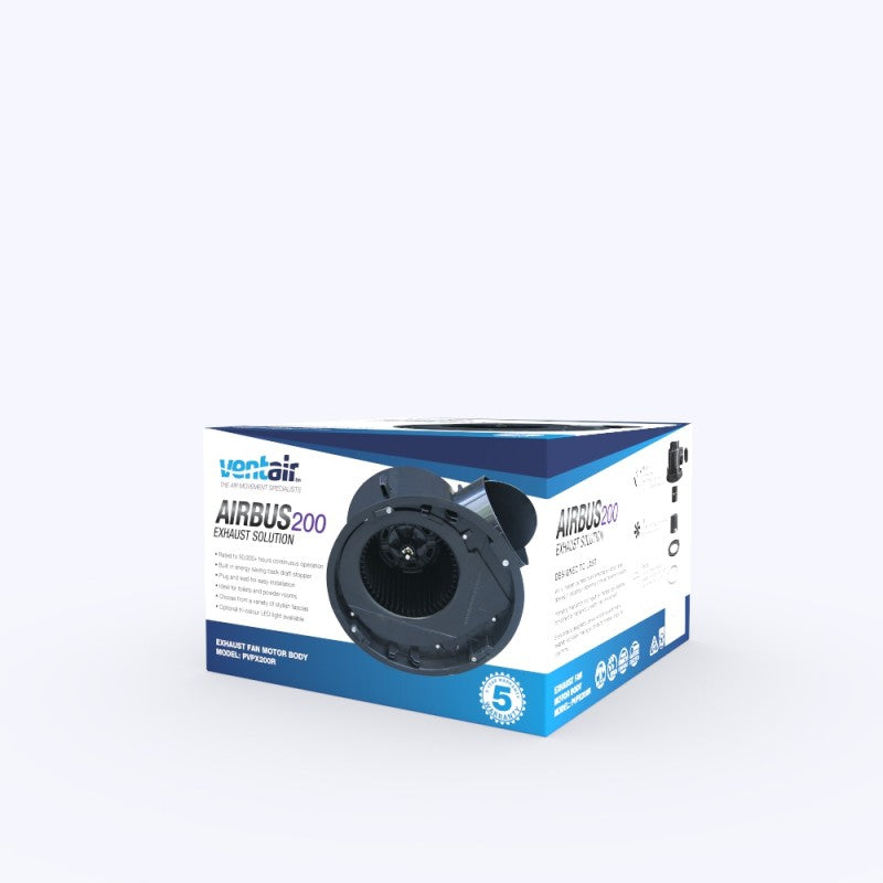 200mm Square White with LED Light AIRBUS 200 Premium Quality AC Side Ducted Exhaust Fan